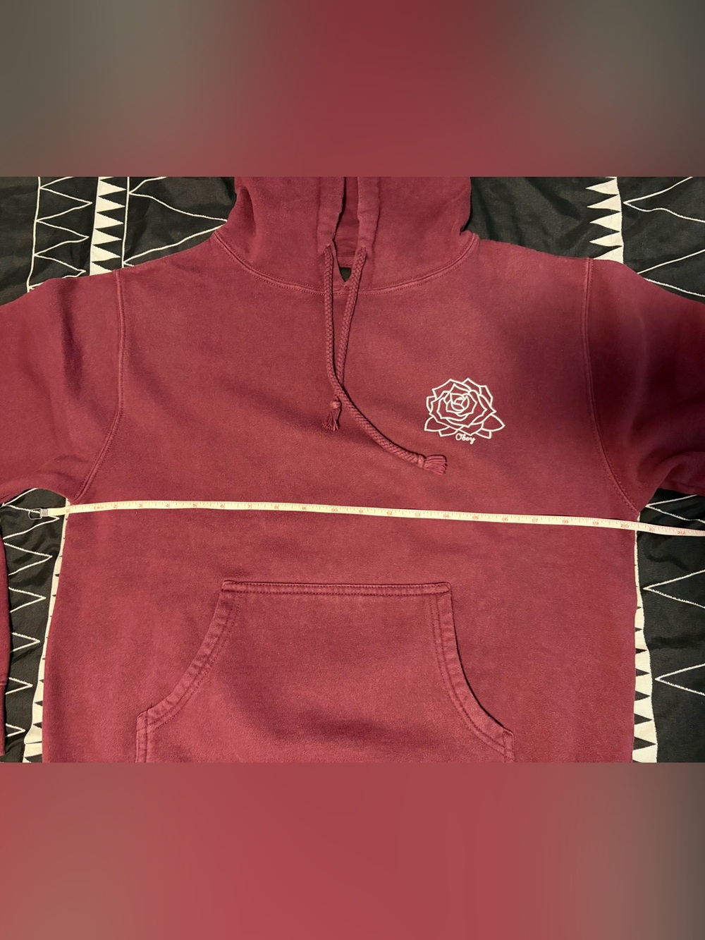 Obey Burgundy Hoodie with Drawstring - Picture 5 of 5